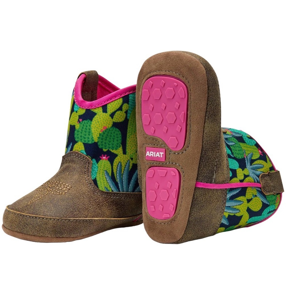 Ariat Lil’‎ Stompers NWT Infant Baby size 2 Roswell Cowboy Boots Cactus Print